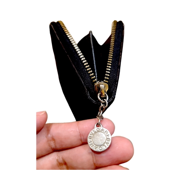 BVLGARI Authentic Black Canvas Zip Around Wallet - Picture 12 of 15